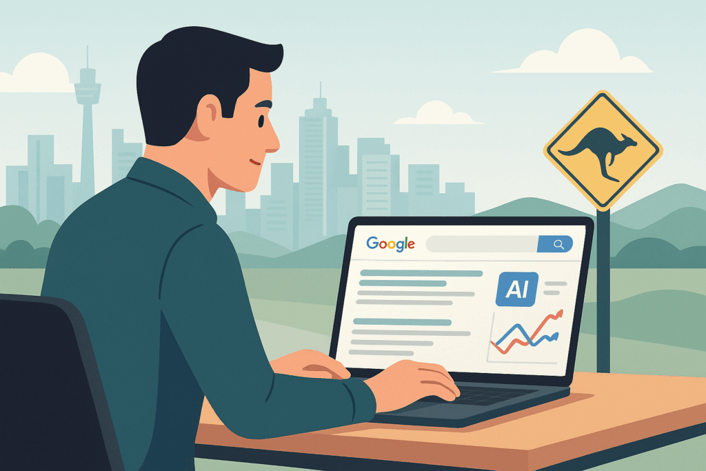 Australian marketer monitoring Google SEO rankings for AI-generated content