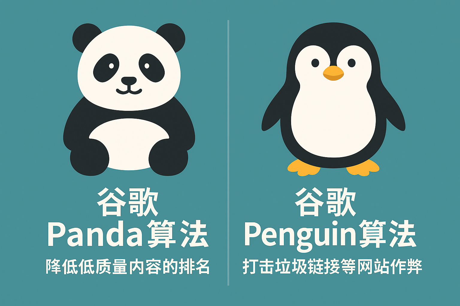 一张图解释什么是谷歌panda算法和谷歌penguin算法