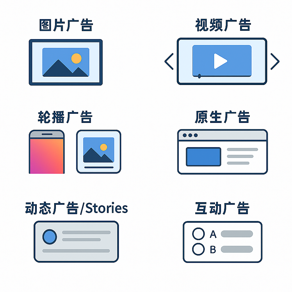 一张图简单介绍社媒广告的不同形态
