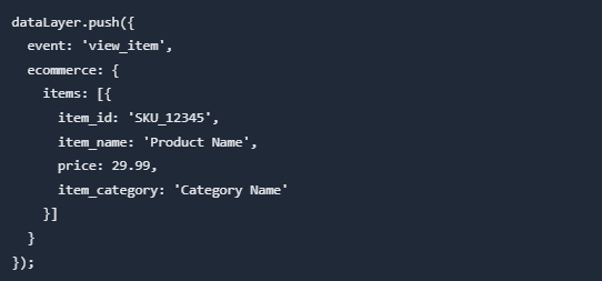Add Ecommerce Data Layer Example