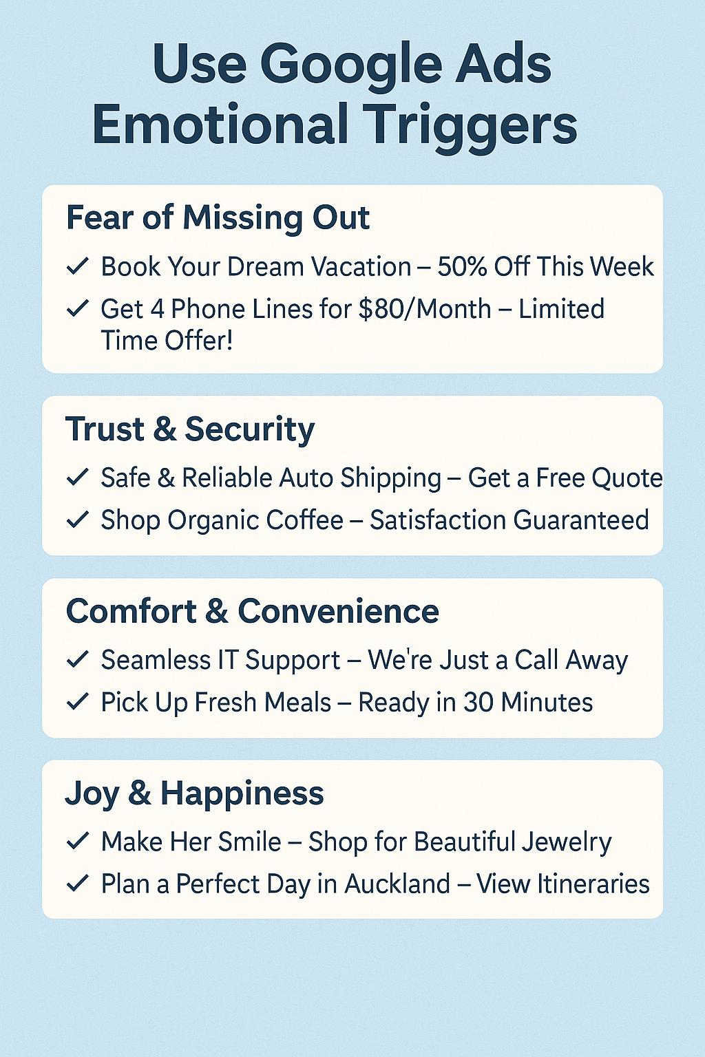 Example on how to use emotional triggers when writing google ads 