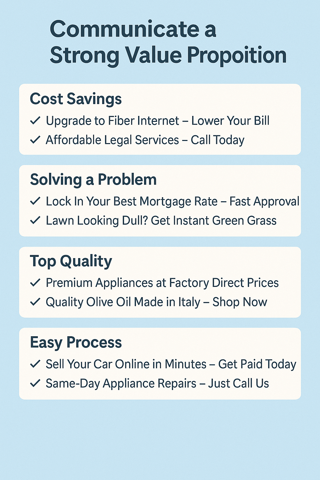 Example content on how to write strong value propoition
