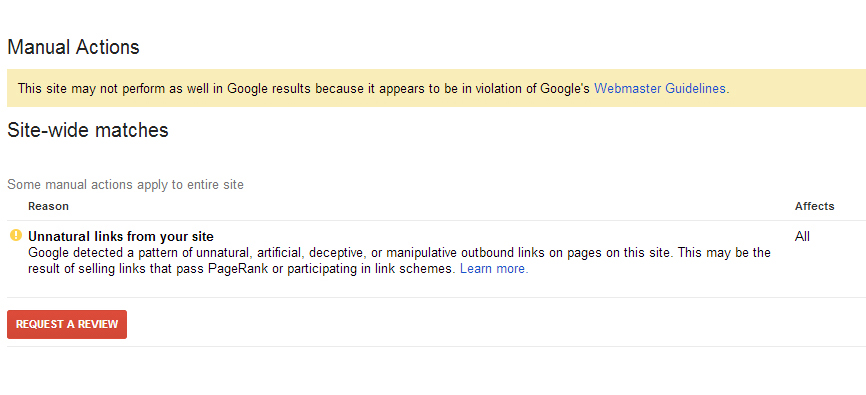 google manual action example
