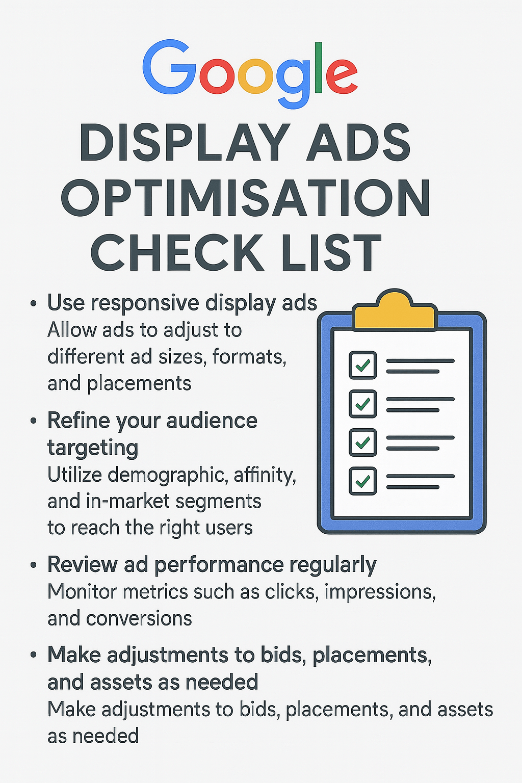 Google display ads optimisation check list