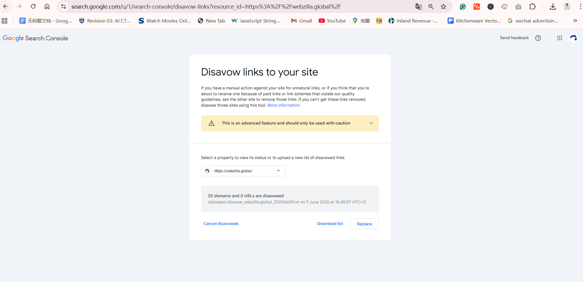 Disavow links to your site google tools screenshot